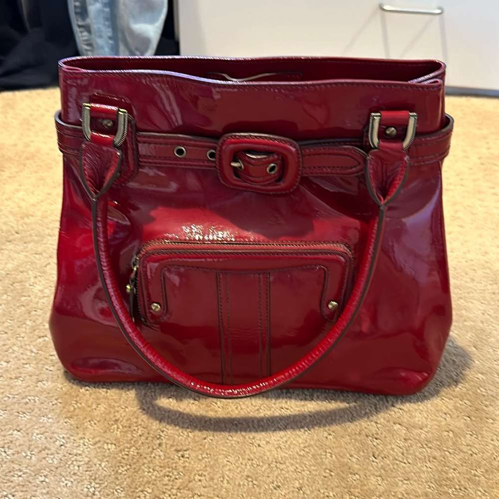 Red Lacquer bag , Cole Haan . Perfect condition .